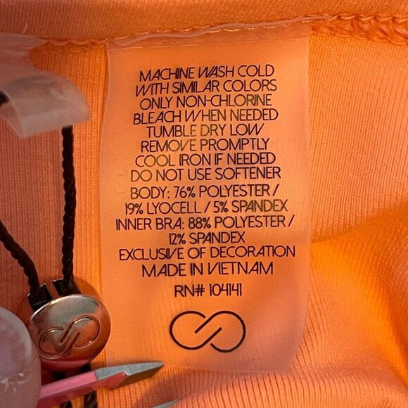 Calia Keyhole Back Double Layer Tank Top Guava Orange Knit S - Picture 7 of 9